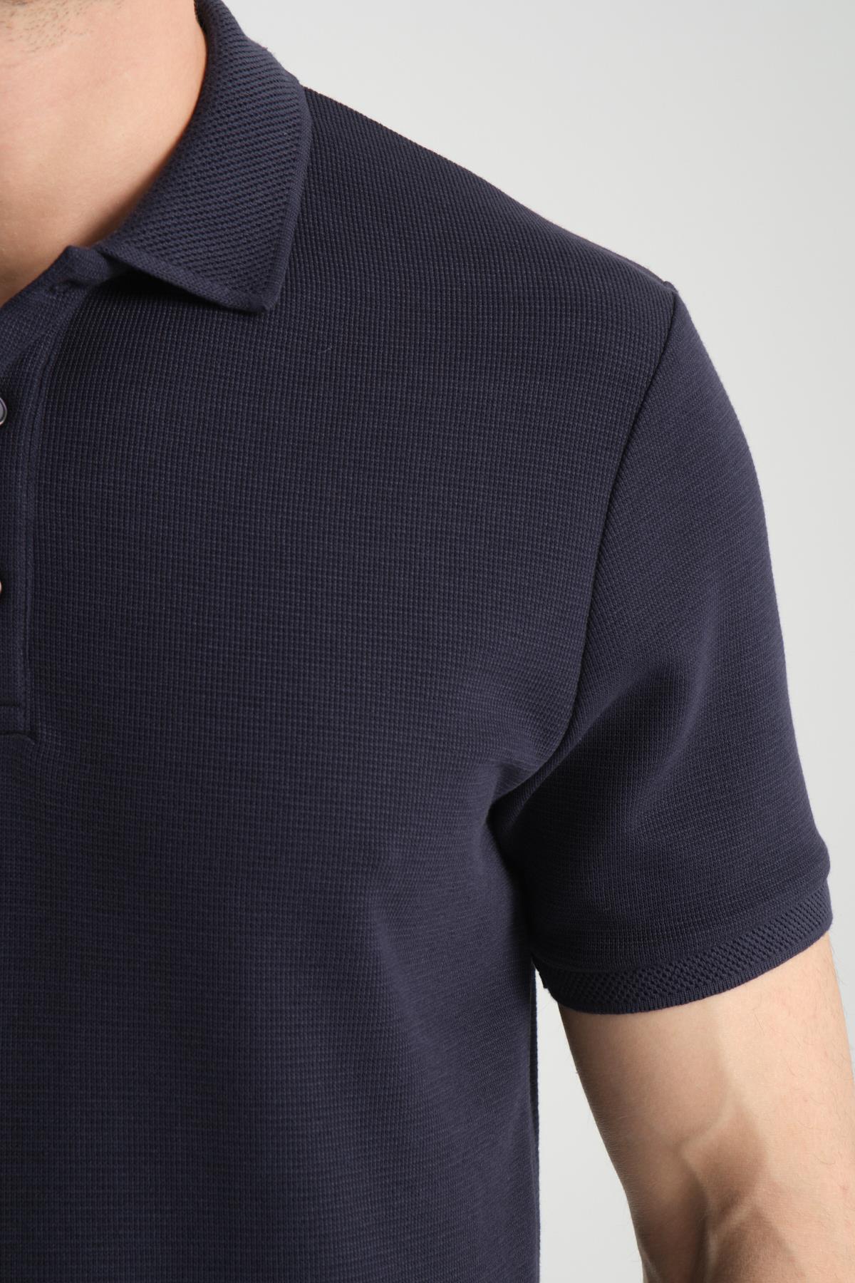 Waffle Erkek Regular Fit Polo Yaka T-Shirt 100% Pamuk POLOYAKA-DÜĞMELİ