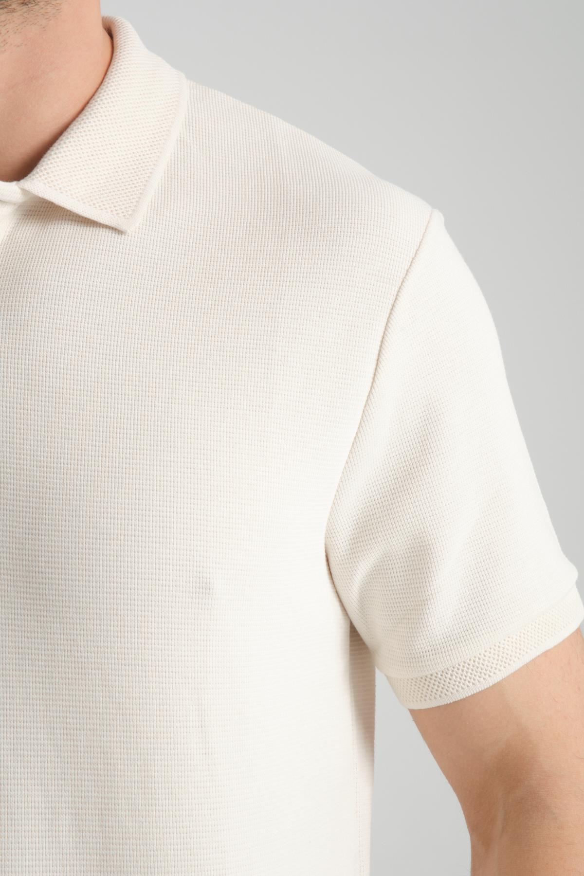 Waffle Erkek Regular Fit Polo Yaka T-Shirt 100% Pamuk POLOYAKA-DÜĞMELİ