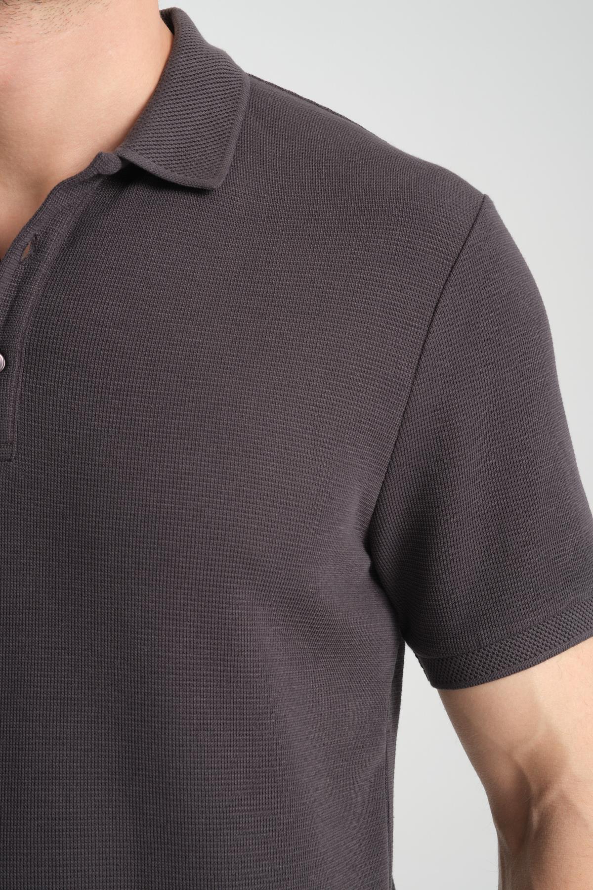 Waffle Erkek Regular Fit Polo Yaka T-Shirt 100% Pamuk POLOYAKA-DÜĞMELİ