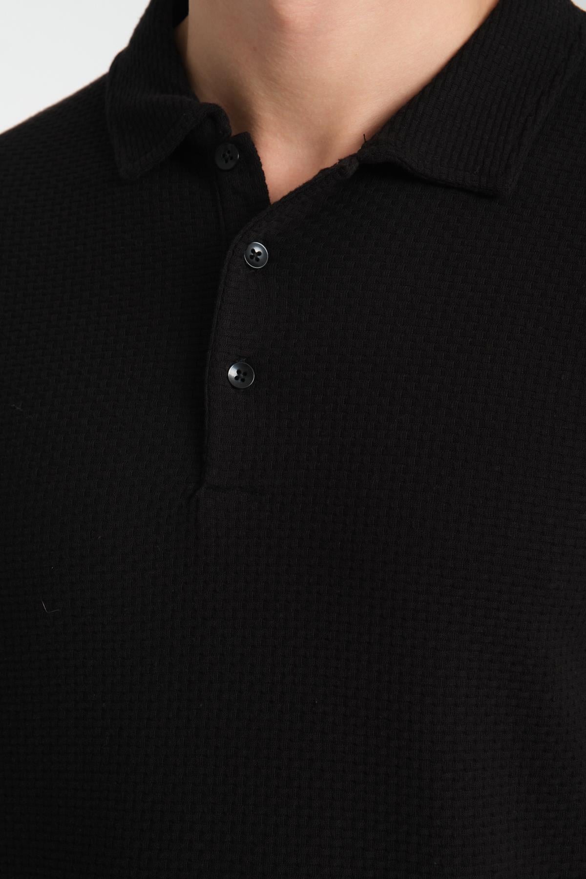 Waffle Erkek Regular Fit Polo Yaka T-Shirt 100% Pamuk POLOYAKA-DÜĞMELİ
