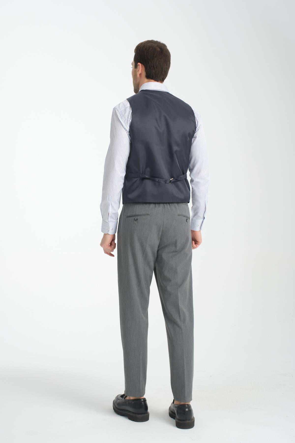 Yakalı Basic V Yaka Slim Fit Yelek