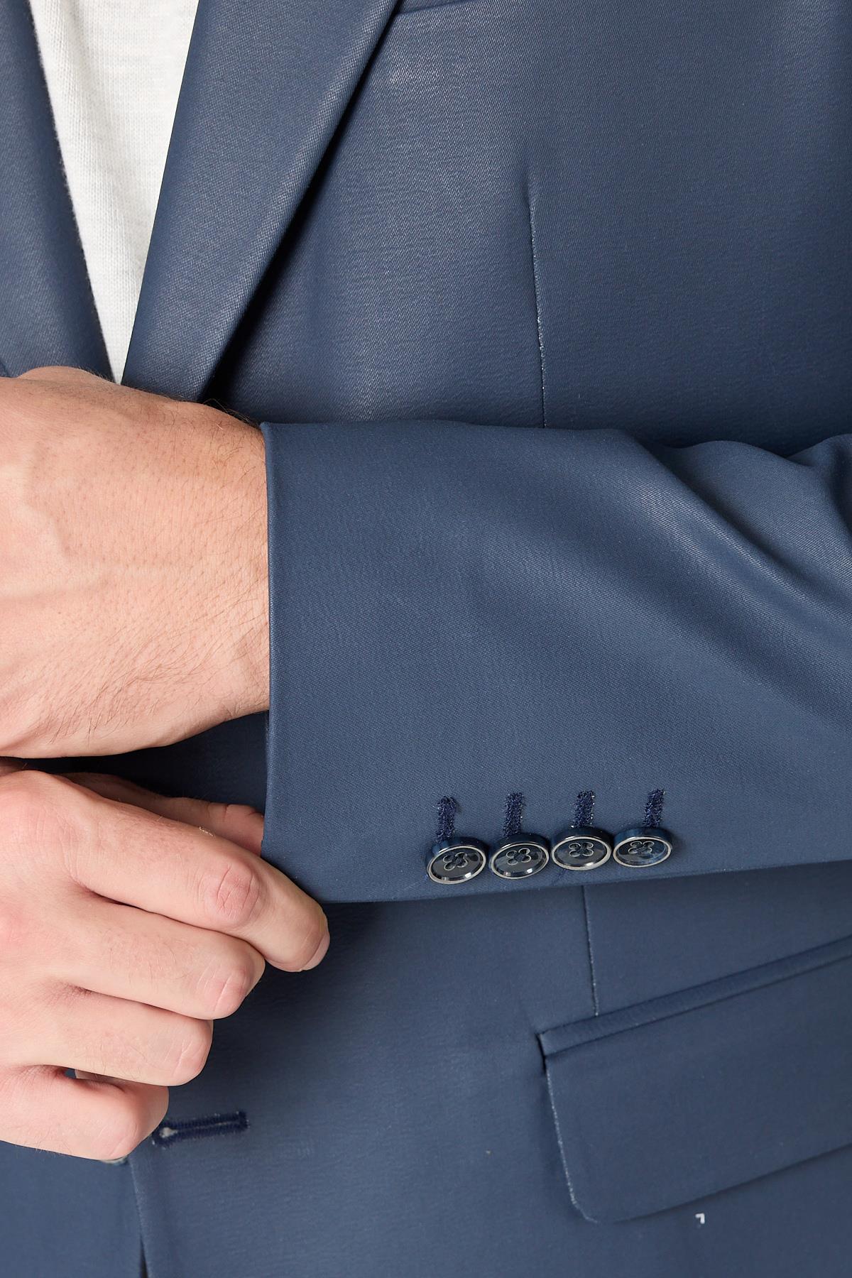 Yolix Erkek Antrasit Denim Görünümlü Spor Blazer Ceket