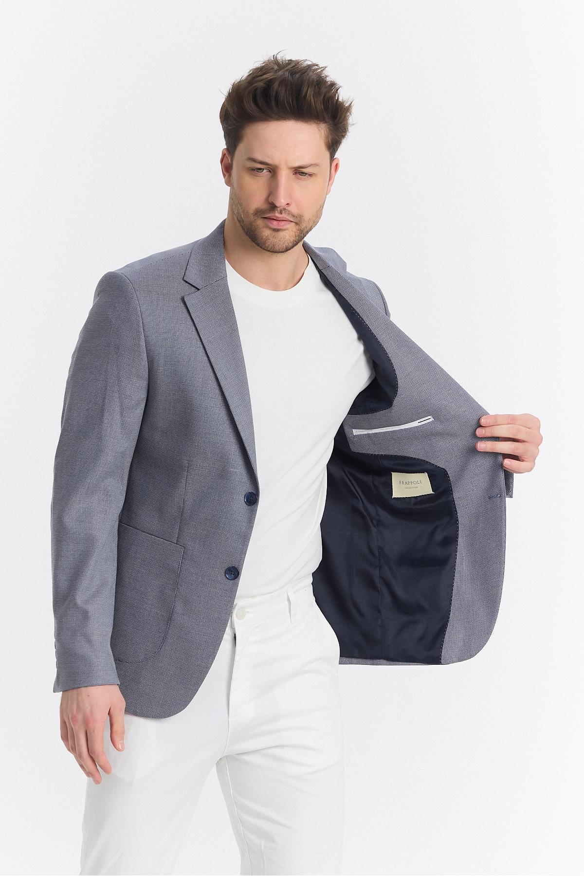 Zenova Erkek Siyah Yarım Astarlı Torba Cepli İlkbahar-Yaz Spor Blazer Ceket