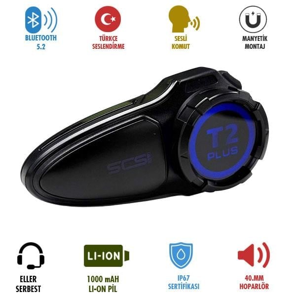SCS T2 PLUS BLUETOOTH VE INTERCOM