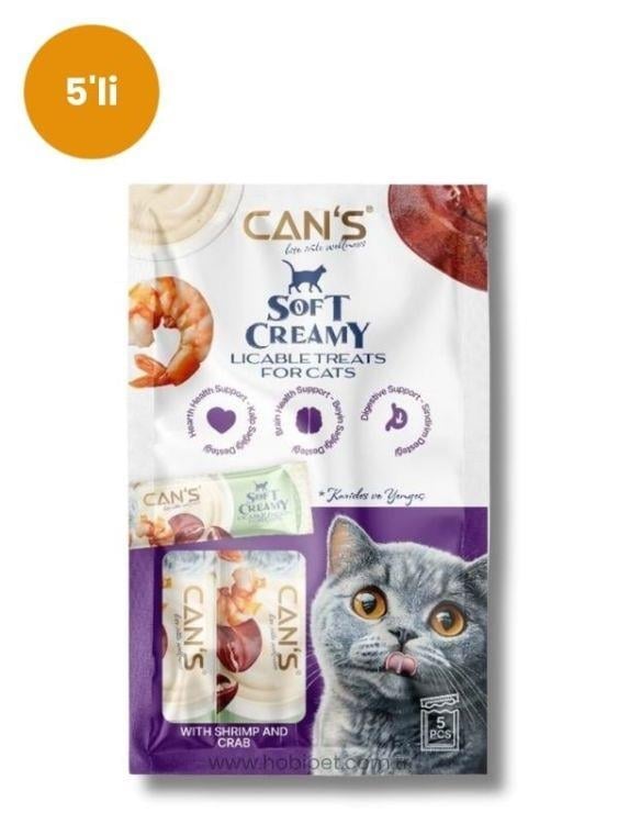Can’s Soft Creamy Karides ve Yengeçli Kedi Ödül Kreması 15 gr x 5’li