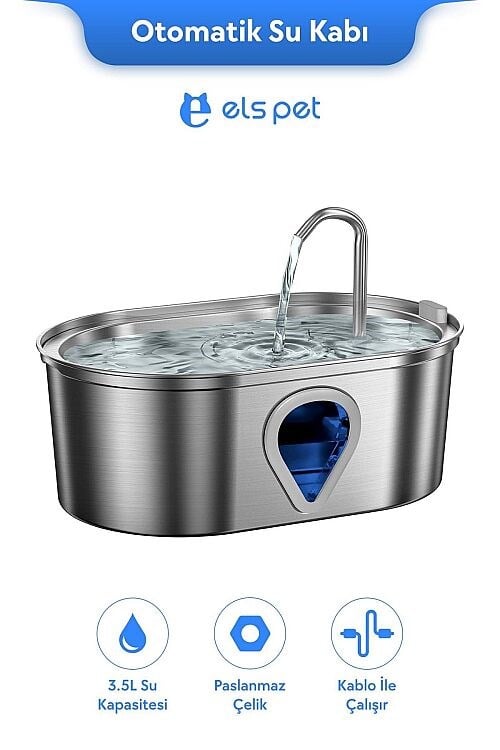 Els Pet Kedi Köpek Su Pınarı Çelik 3.5L (ELS-WF170)