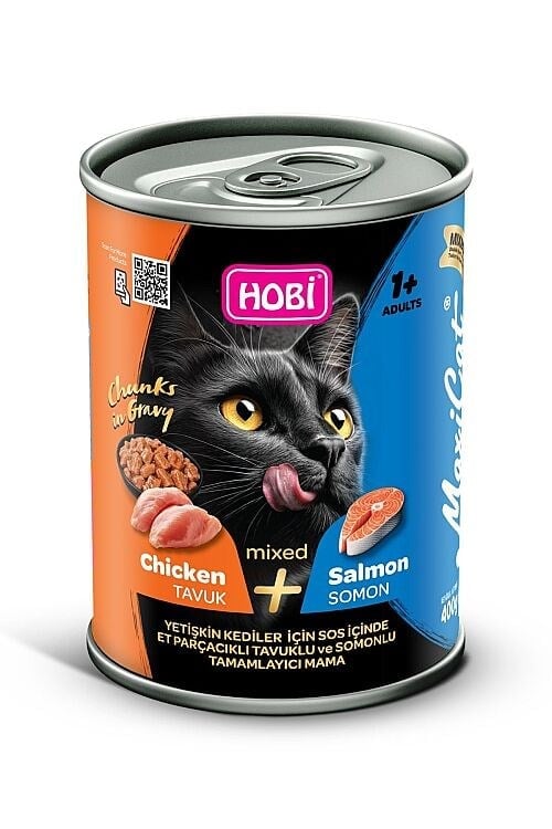 Hobi Maxicat Mixed Tavuk ve Somon Etli Parça Etli Yetişkin Kedi Konservesi 400 Gr