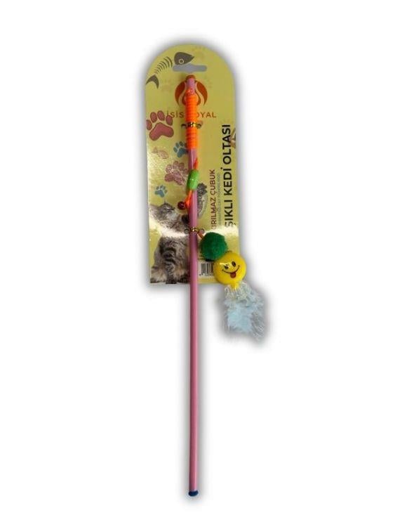Hobi Oyuncaklı Tüylü Zilli ve Işıklı Kedi Oltası 40 Cm
