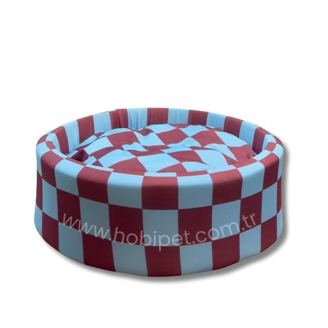 Hobi Yumuşak Süngerli Taraftar Kedi Yatağı - Mavi Bordo (45 Cm)