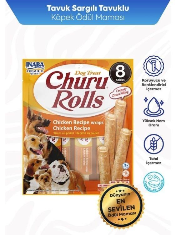 İnaba Tavuk Sargılı Churu Fun Bites Sticks Köpek Ödül Maması 22 gr x 6 Adet
