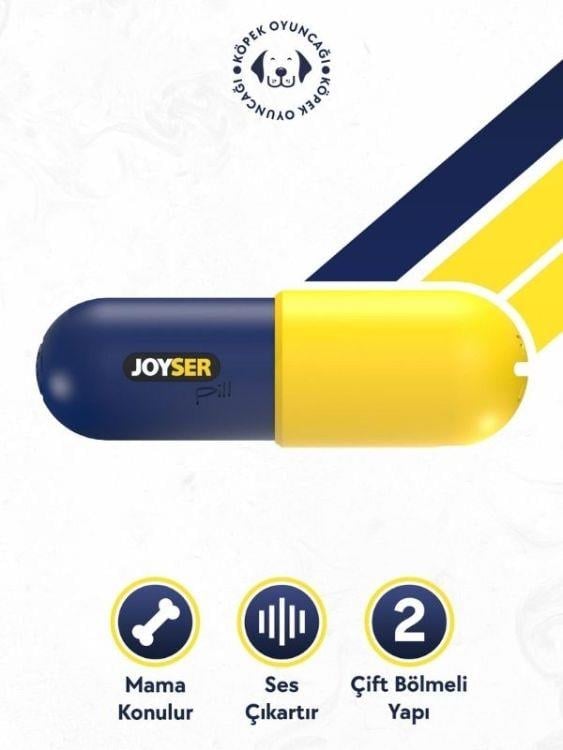Joyser Plus Jys-7133 Kauçuk Hap Şeklinde Köpek Oyuncağı Sarı-Lacivert