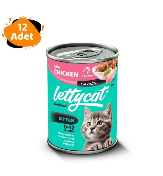 Lettycat Tavuklu Yavru Kedi Konservesi 400gr x 12 Adet