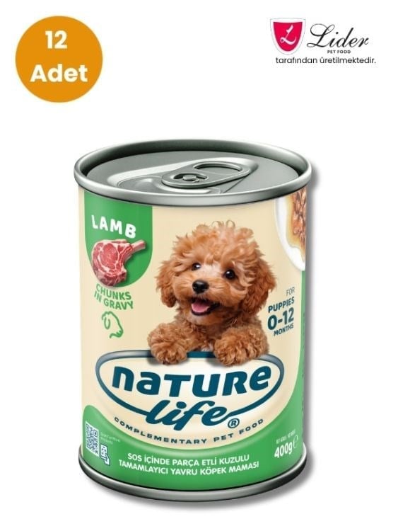 Naturelife Kuzulu Sos İçinde Parça Etli Yavru Köpek Konservesi 400 Gr x 12 Adet