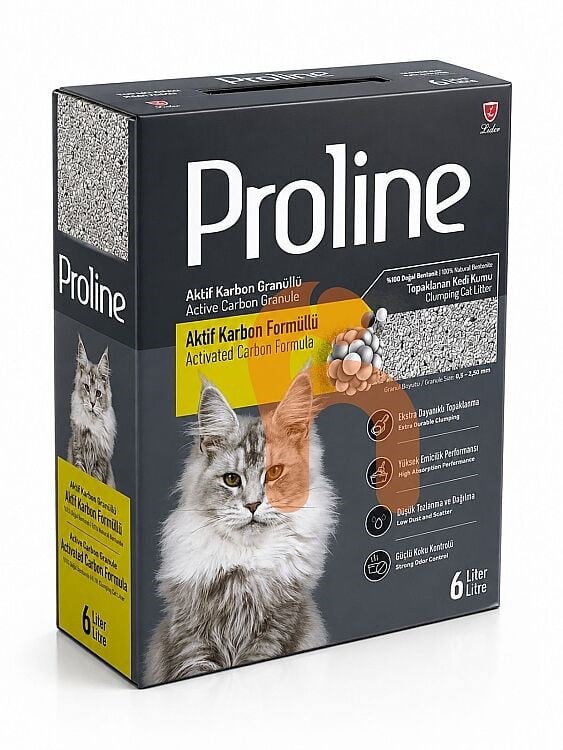 Proline Aktif Karbon Granüllü Bentonit Kedi Kumu 6 Litre