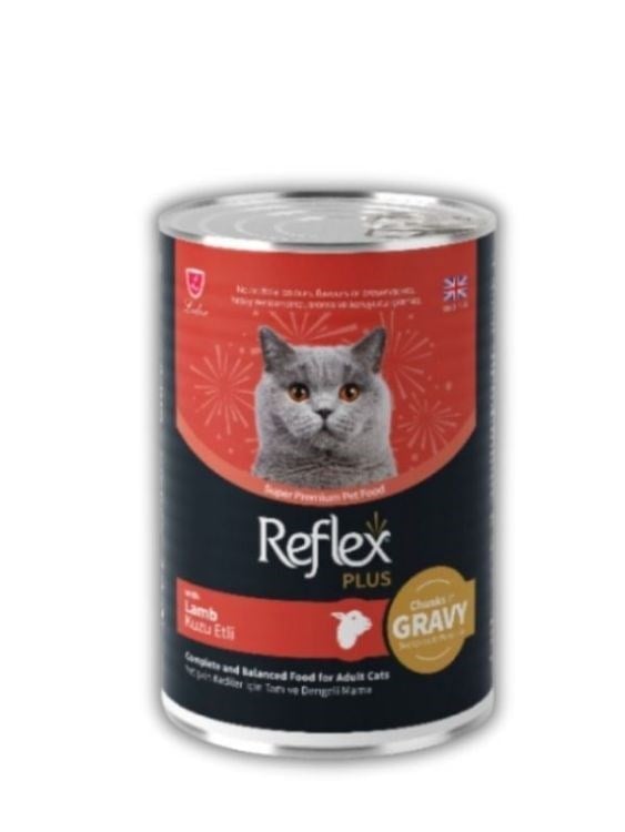 Reflex Plus Gravy Soslu Parça Etli Kuzulu Kedi Konservesi 400 gr (12 Adet)