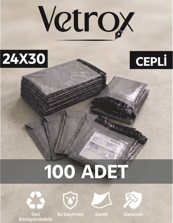 Vetrox 24x30 cm Cepli Kargo Poşeti - 100 Adet