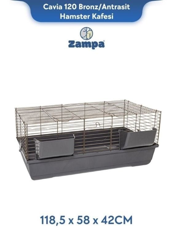 Zampa Plus Cavia 120 Tavşan Kafesi Bronz/Antrasit 118,5x58x42 cm (ZIT-3027)