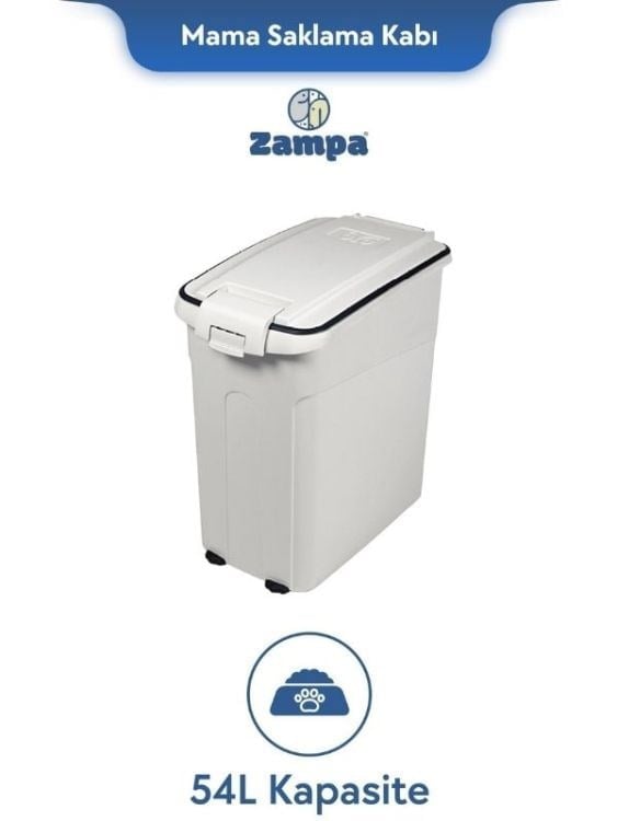Zampa Plus Oto L Beyaz Mama Saklama Kabı (54L)(ZIT-2563)