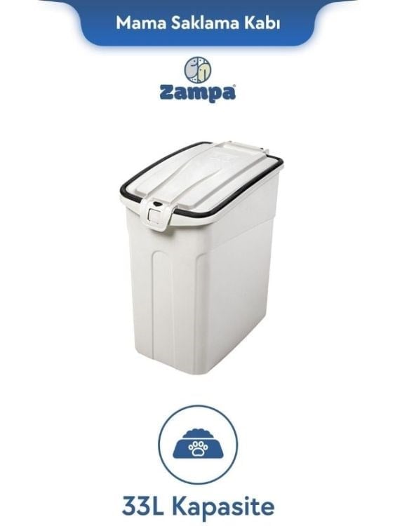 Zampa Plus Oto M Beyaz Mama Saklama Kabı (33L)(ZIT-2556)