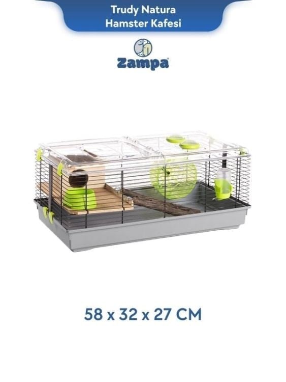 Zampa Plus Trudy Natura Hamster Kafesi 58x32x27 Cm (Zıt-2983)