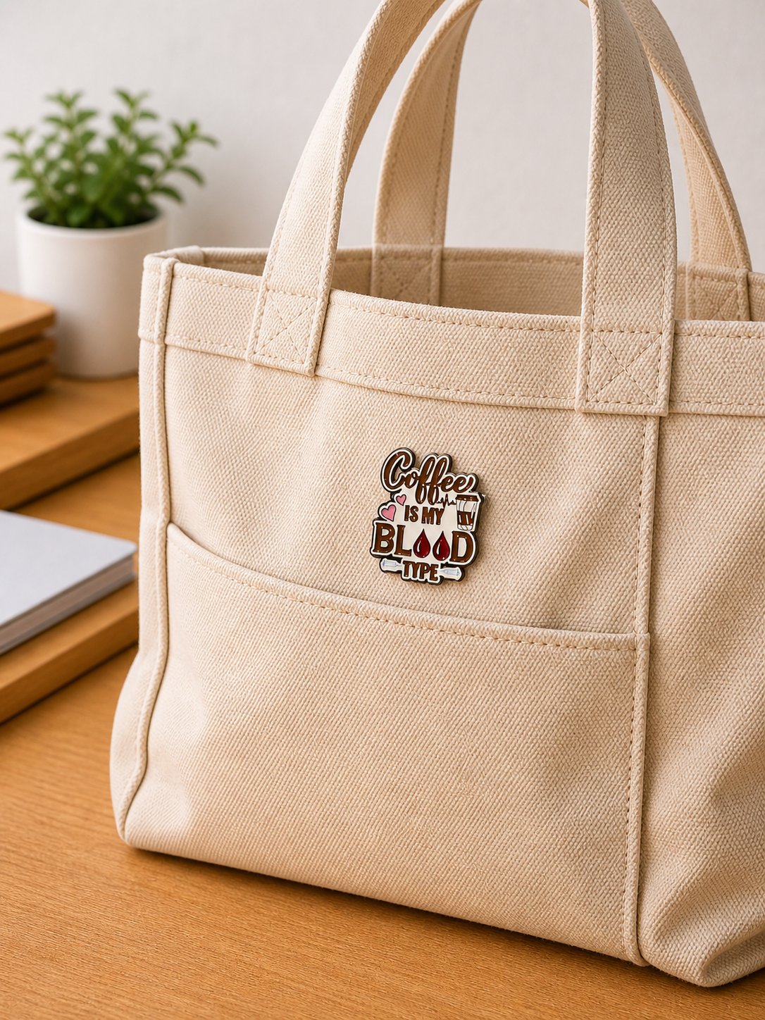 Coffee Is My Blood Type Pin Rozet | Çanta, Kot Ceket ve Sırt Çantası Aksesuarı