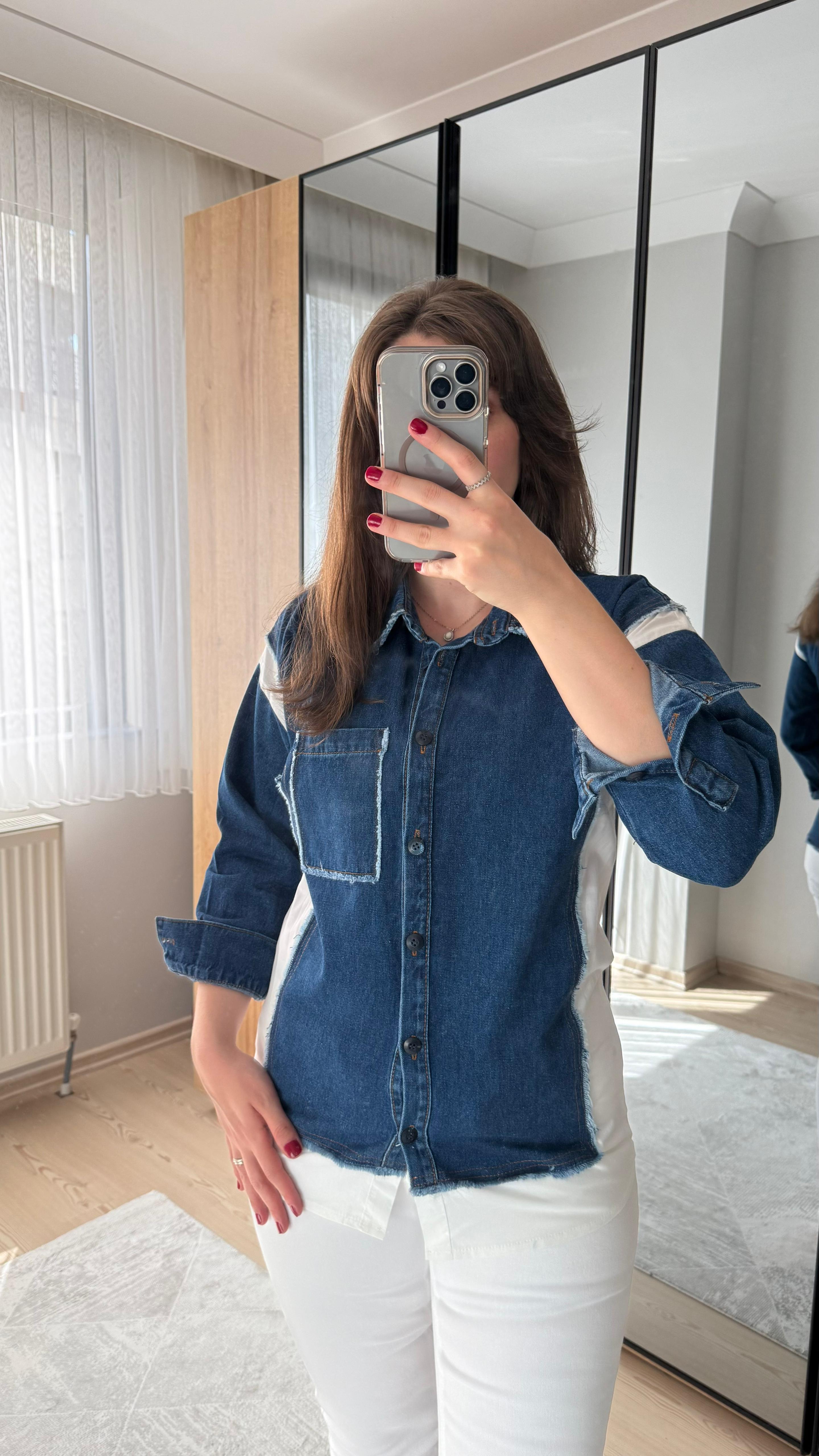Tasarım Denim Poplin Gömlek