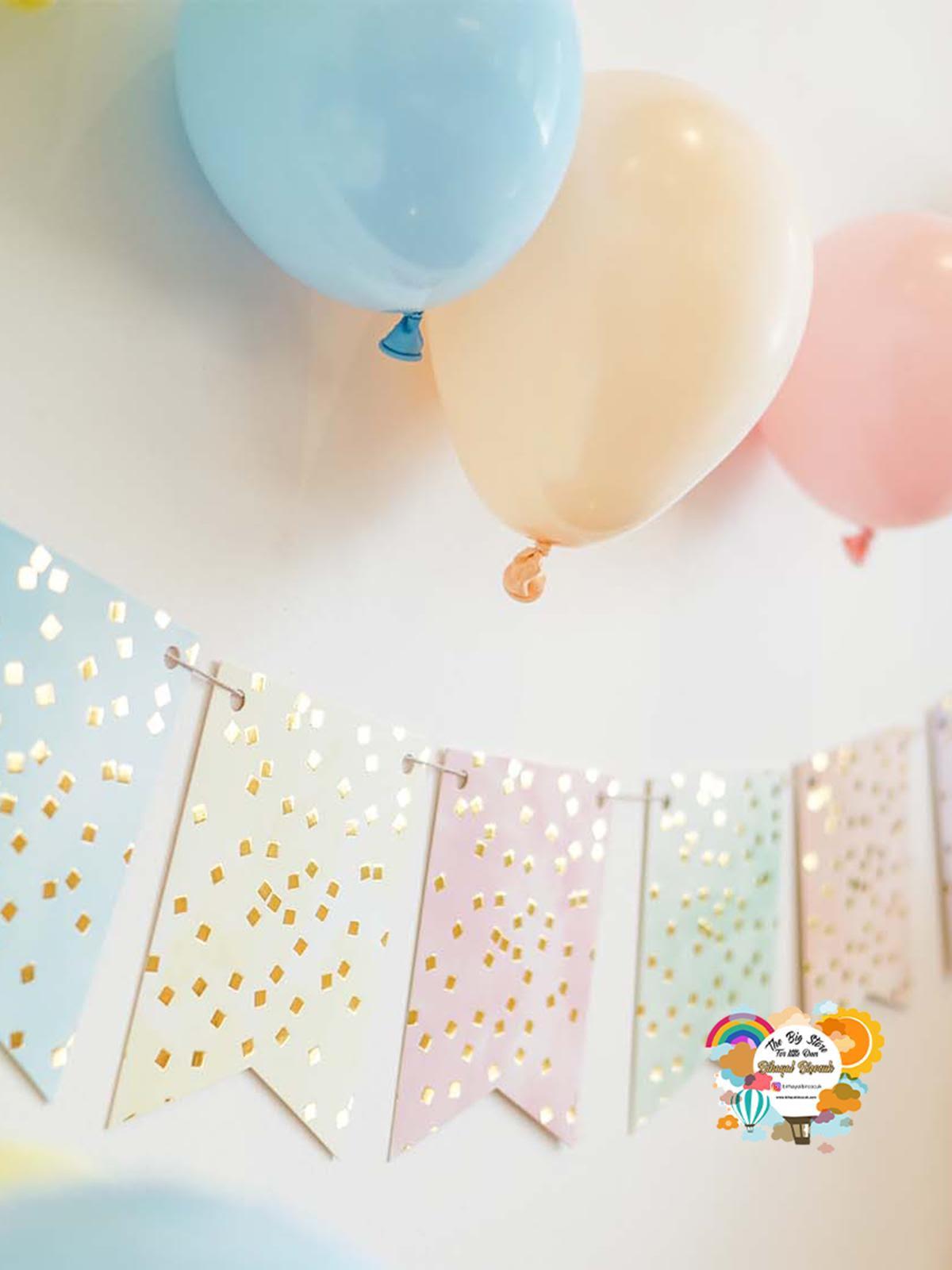 Kare Konfeti Banner Makaron Gold Baskı