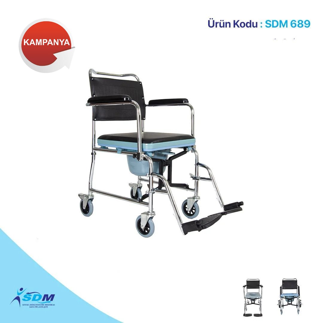SDM689 Klozetli  Katlanır Tekerlekli Sandalye (Komod) 