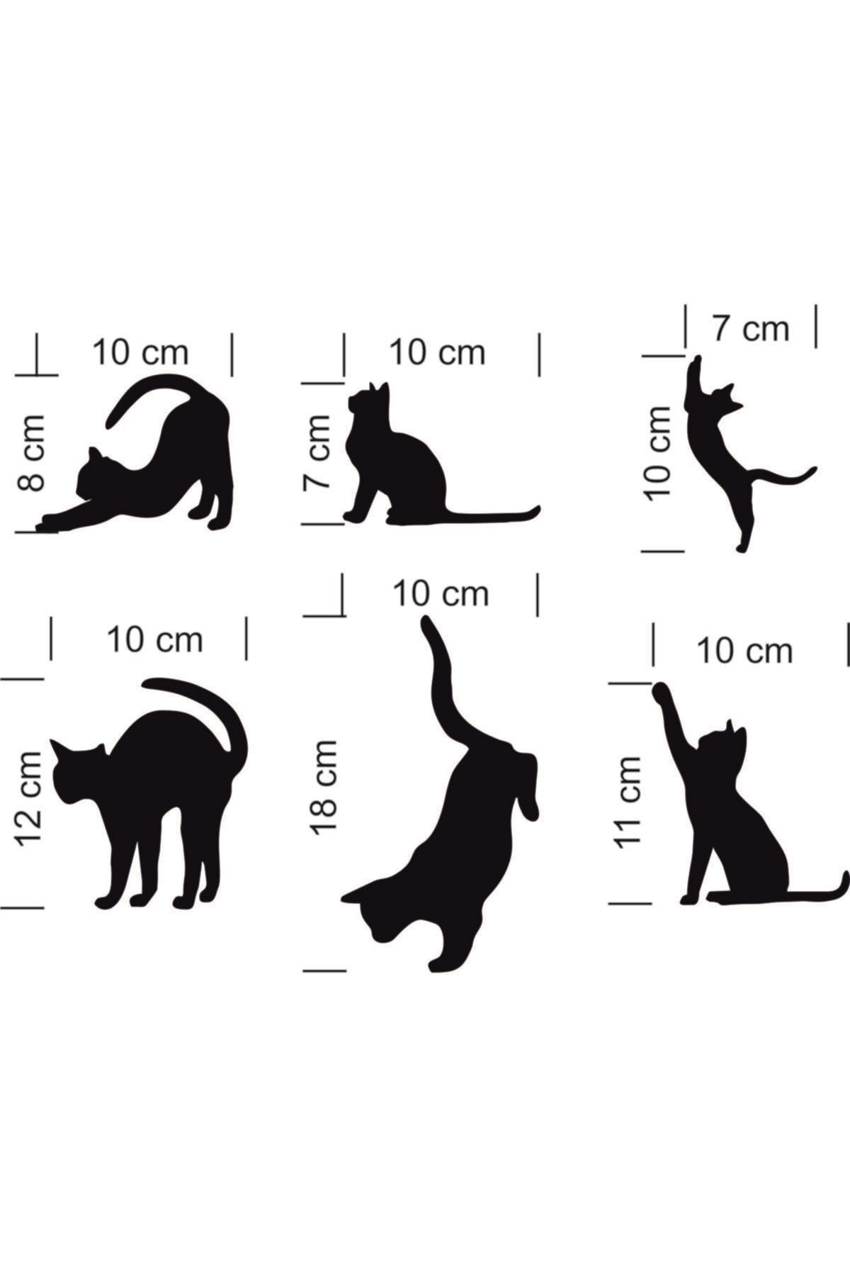 6'lı Priz Kedi özel yeni sticker Set Siyah Etiket Duvar özel yeni sticker