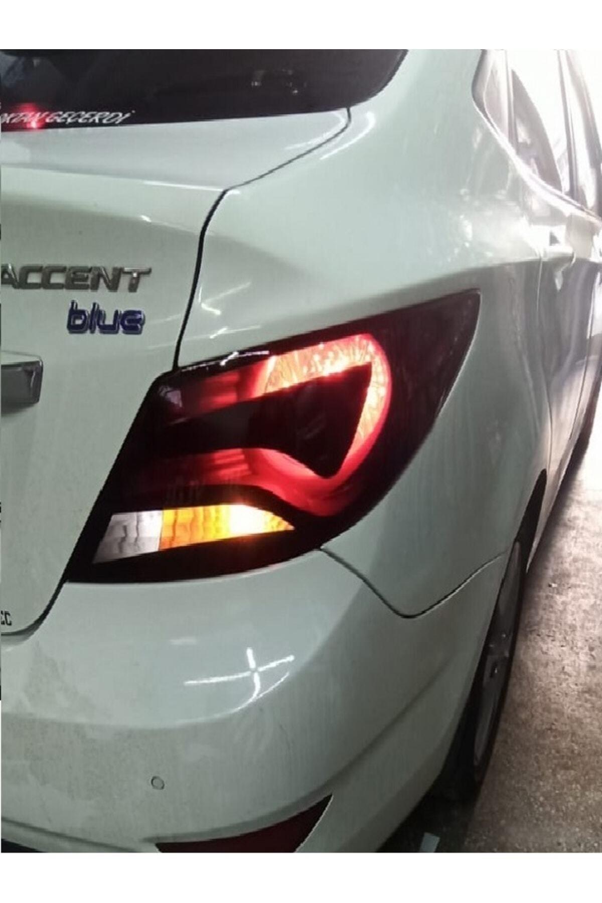 Accent Blue İçin şık tasarım karbon sticker seti Led Görünümlü Stop FarıKaplama