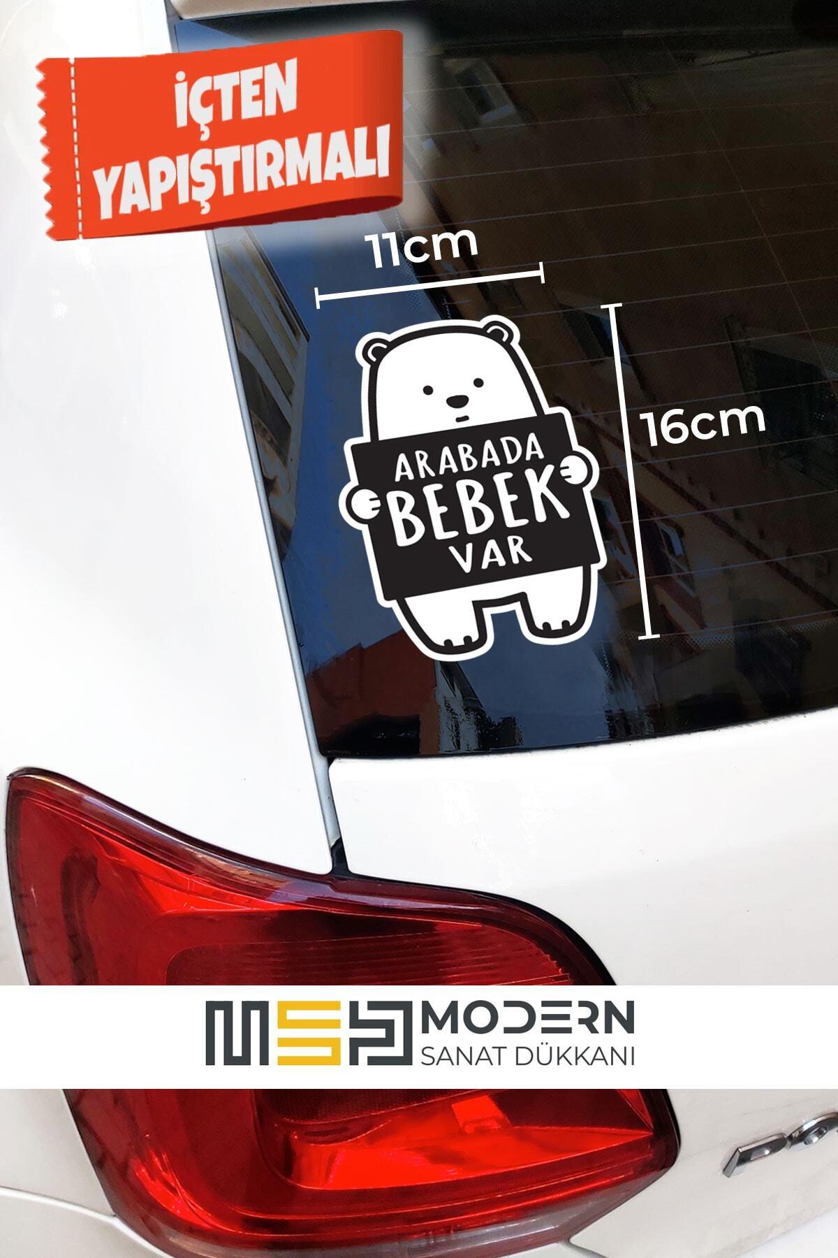 Arabada Bebek Var Ayıcık Oto özel yeni sticker 11*16 Cm