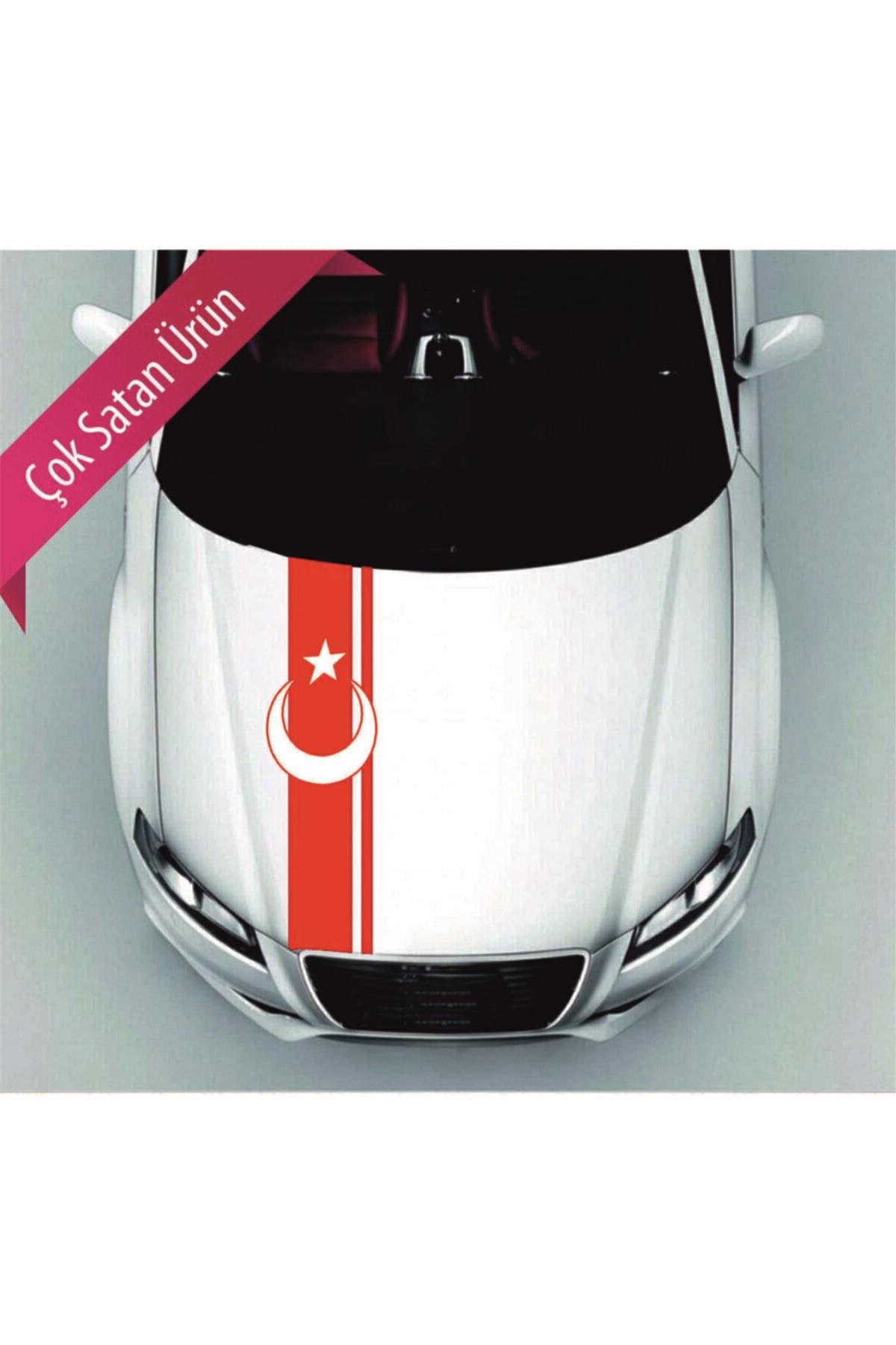 Ay Yıldız Kaput Şerit Oto özel yeni sticker Kırmızı 117*20 Cm