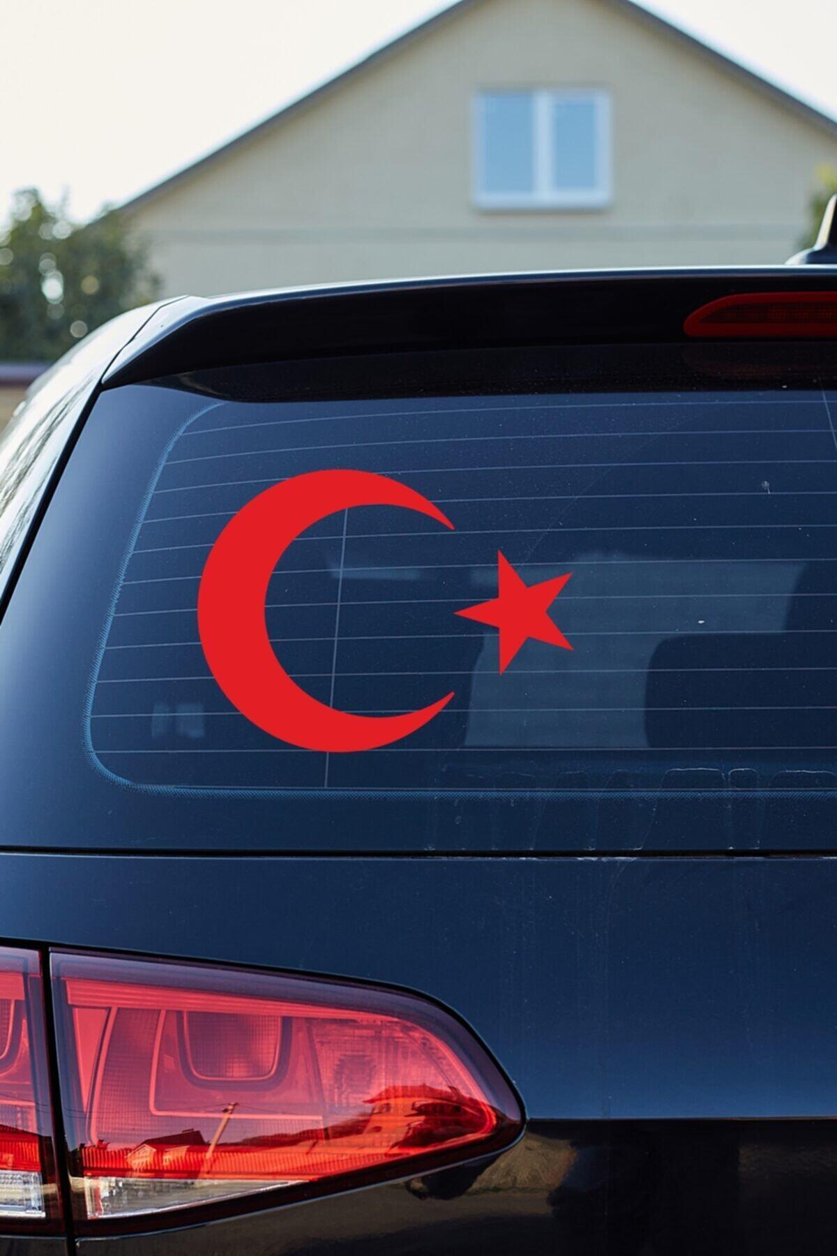 Ay Yıldız Oto Cam özel yeni sticker Kırmızı 25*19 Cm