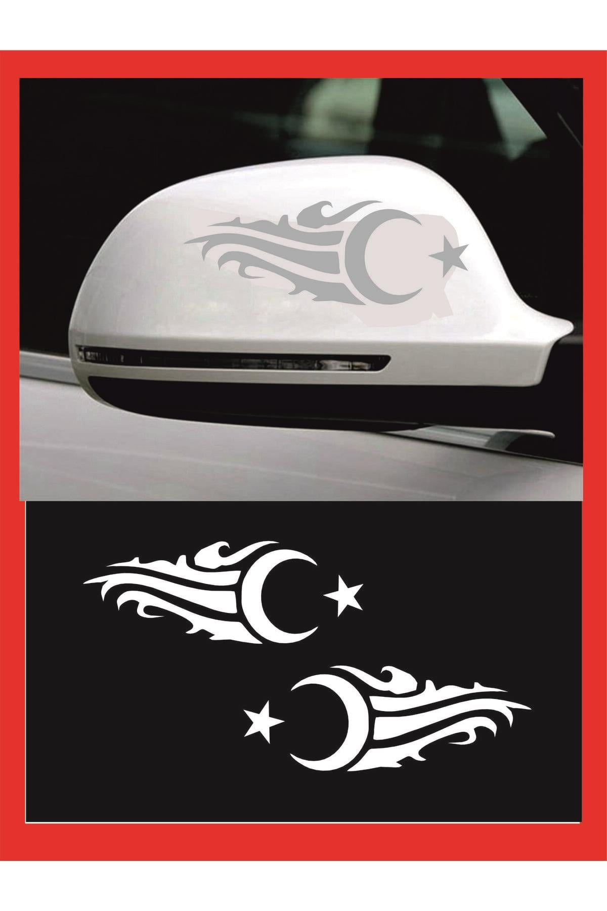 Ayna Ay-Yıldız özel yeni sticker Sağ-Sol 2 Adet 20*7 Cm