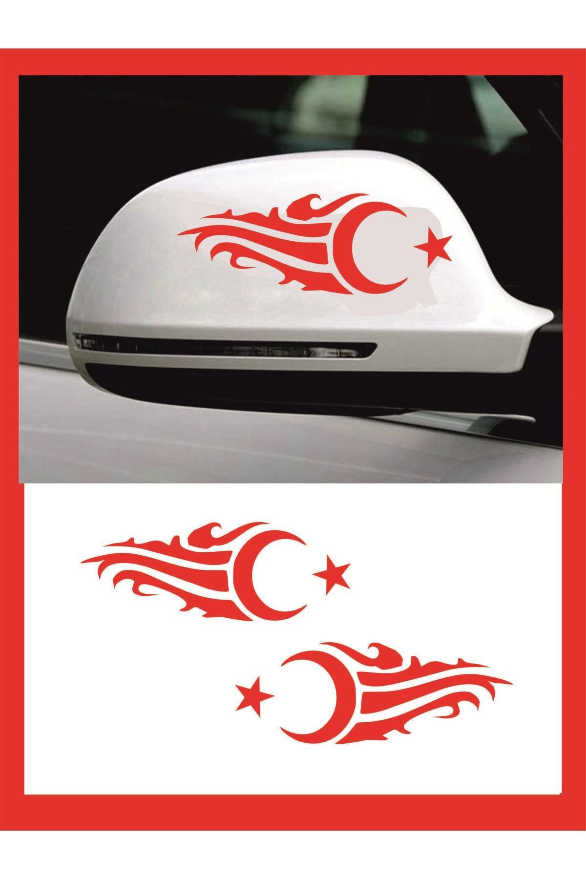 Ayna Ay-Yıldız özel yeni sticker Sağ-Sol 2 Adet 20*7 Cm