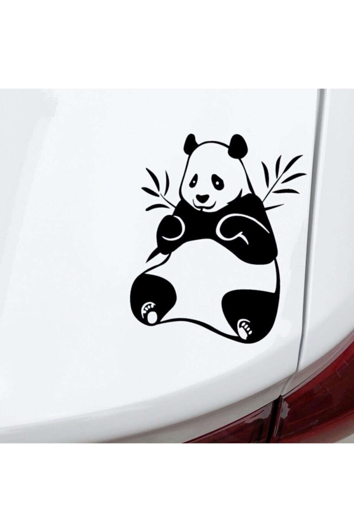 Bambu Yiyen Sevimli Panda Tasarım Oto özel yeni sticker Siyah 16*20 Cm
