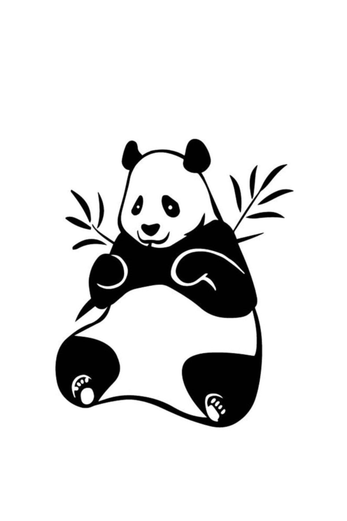 Bambu Yiyen Sevimli Panda Tasarım Oto özel yeni sticker Siyah 16*20 Cm