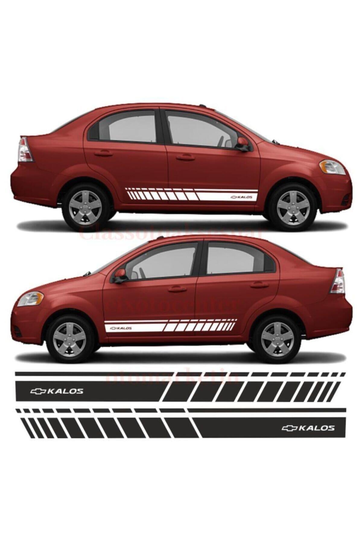 Chevrolet Kalos İçin şık tasarım karbon sticker seti Aksesuar Oto Yan Şerit özel yeni sticker