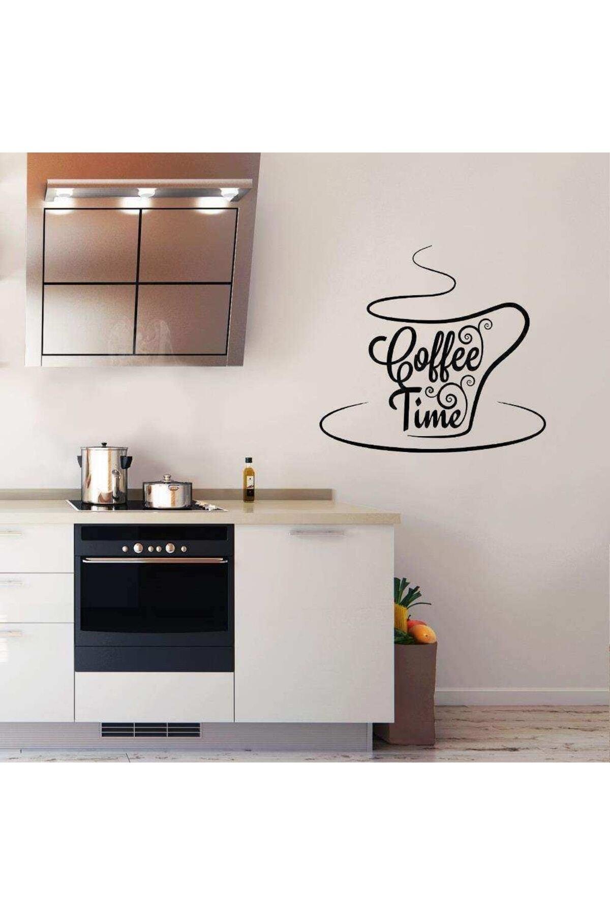 Coffee Time - Fincan Silüet Dekoratif Mutfak Duvar özel yeni sticker, Çıkartma, Etiket