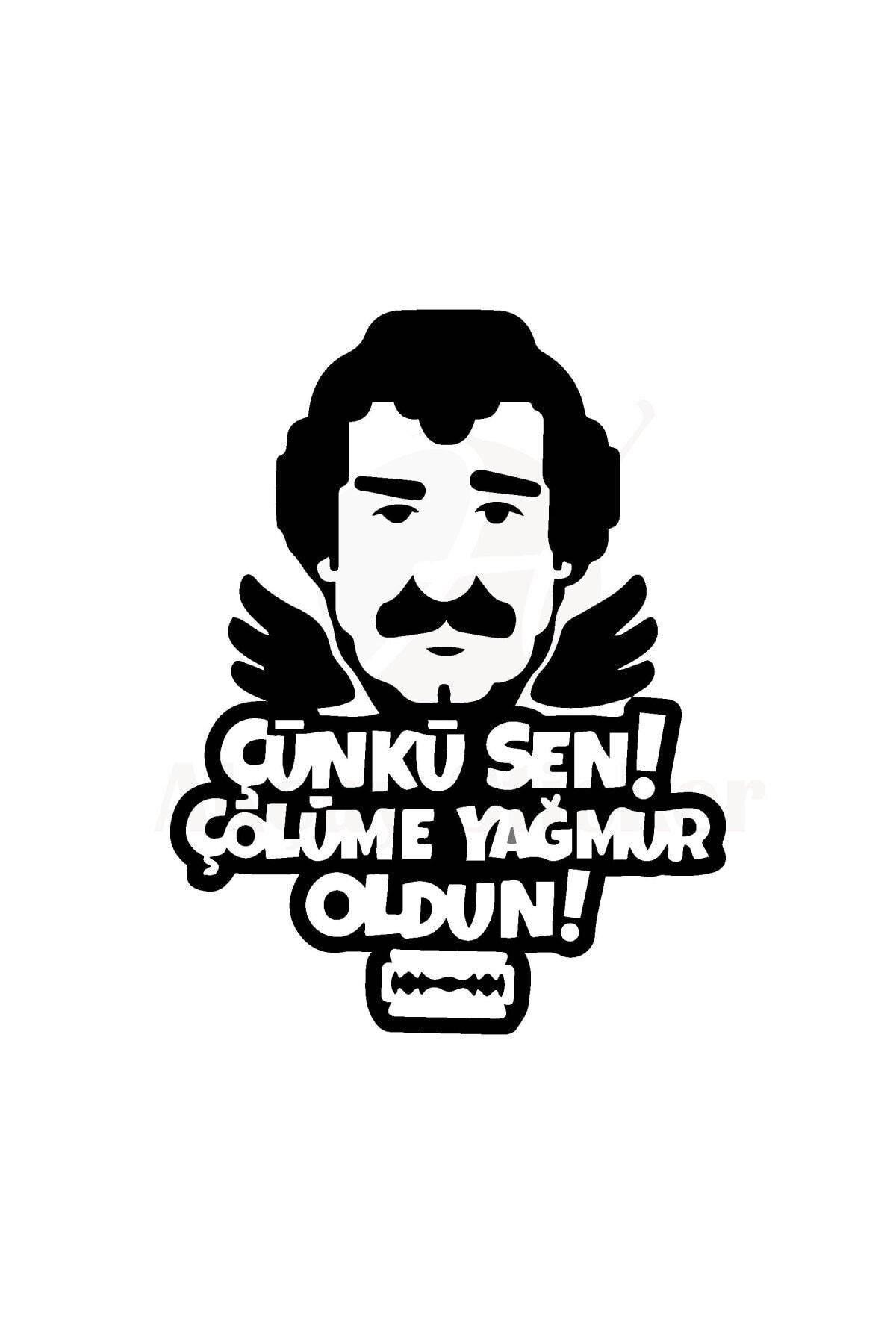 Çünki Sen Çölüme Yağmur Oldun Oto özel yeni sticker Siyah 30*25 Cm