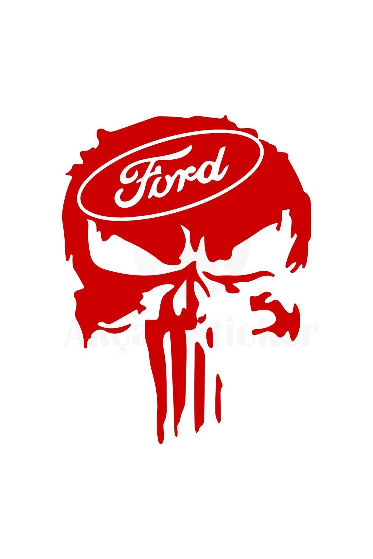 Ford İçin şık tasarım karbon sticker seti Aksesuar Kuru Kafa Oto özel yeni sticker Kırmızı 30*25 Cm
