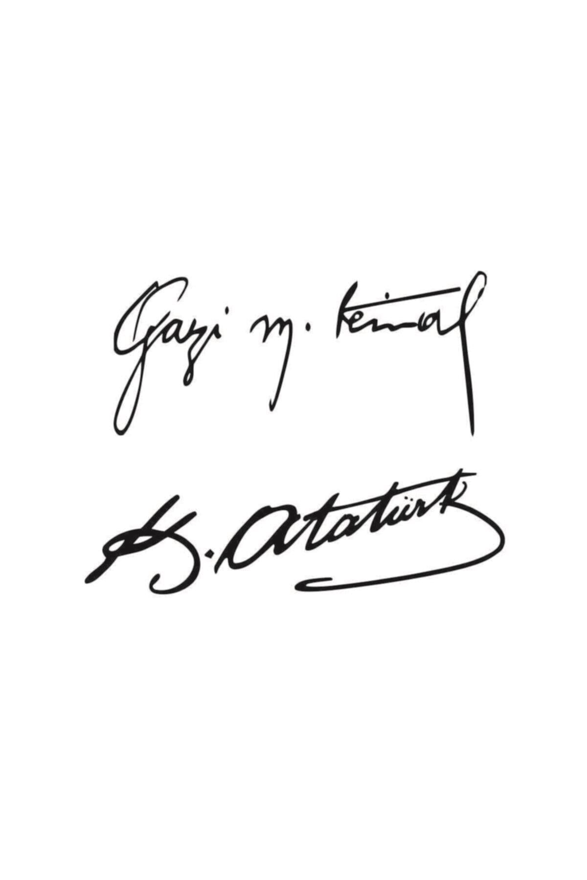 Gazi M.Kemal-K.Atatürk İmza özel yeni sticker İkili Imza 25*11 Cm
