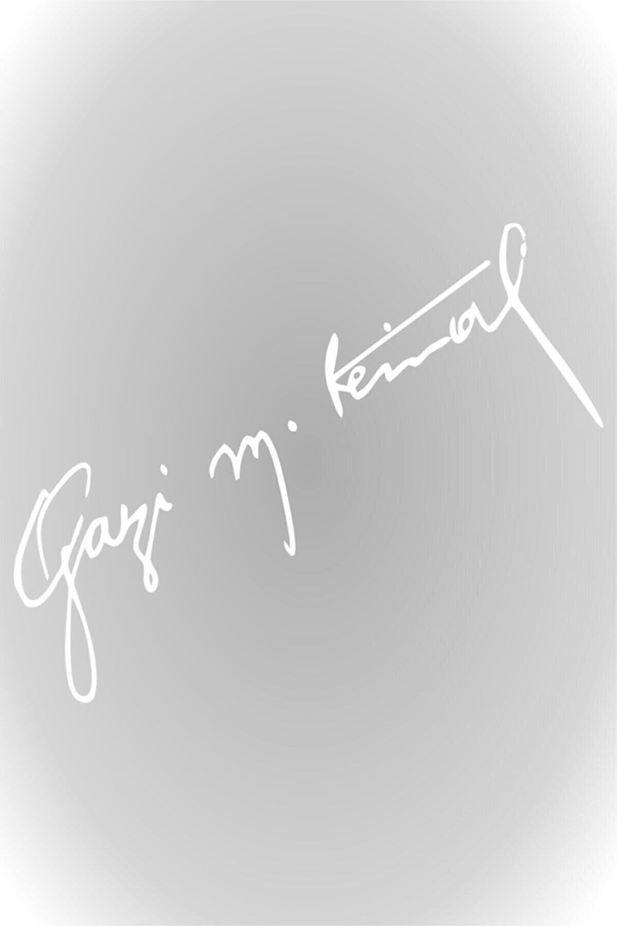 Gazi Mustafa Kemal İmzası Oto özel yeni sticker Beyaz 30 Cm