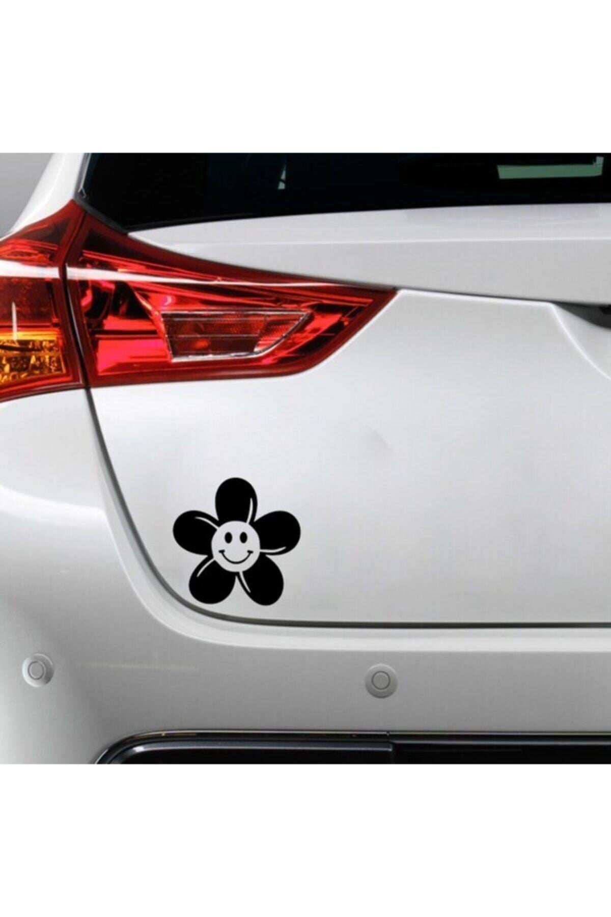 Gülen Papatya Tasarımlı Oto özel yeni sticker Siyah 15*15 Cm