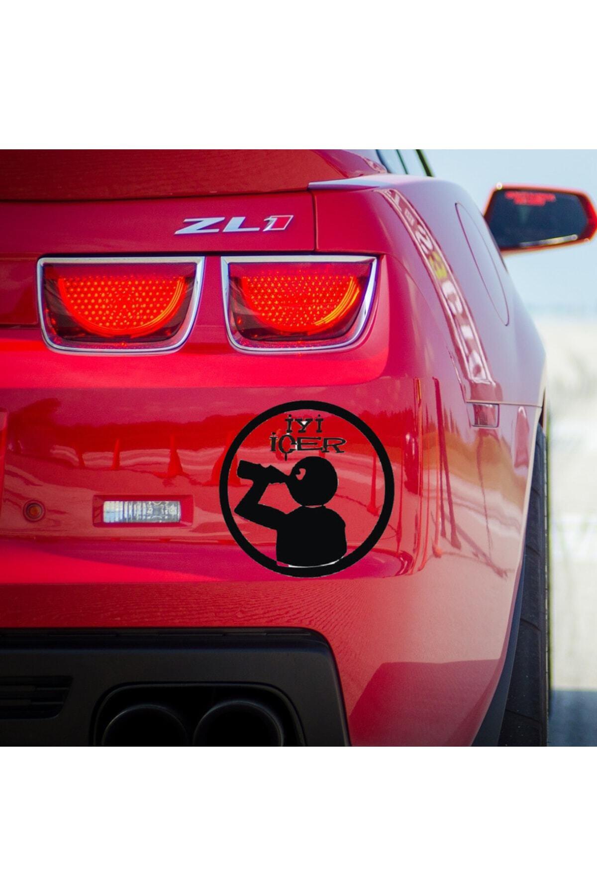 İyi İçer Yazılı Oto özel yeni sticker Siyah 20*20 Cm