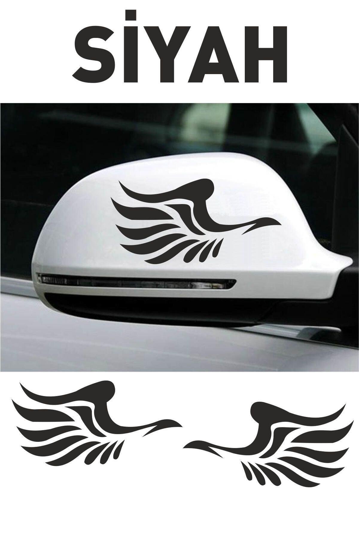 Kanat Yan Ayna Oto özel yeni sticker Siyah Sağ-Sol 2 Adet 12*6 Cm