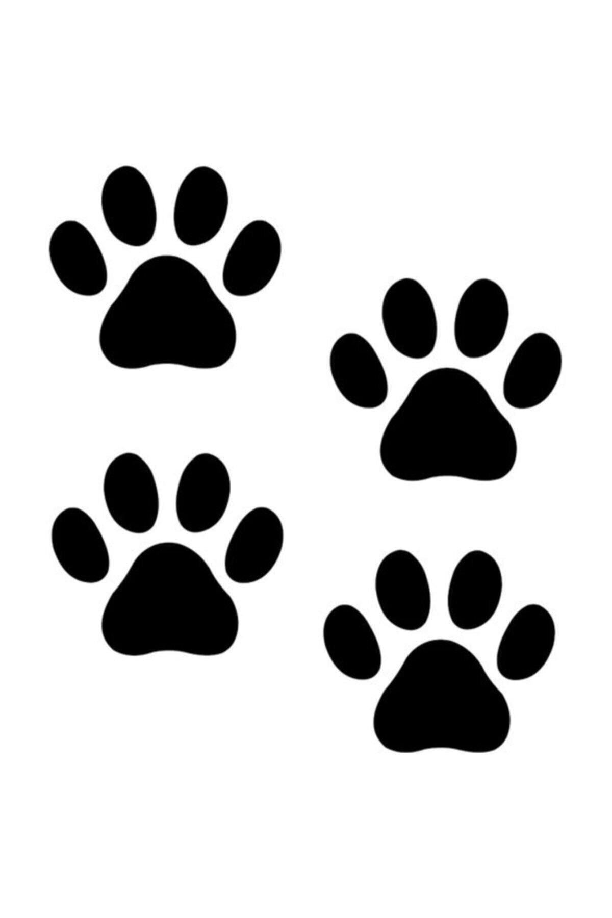 Kedi Pati İzi Oto özel yeni sticker Siyah 8 Adet 15*15 Cm