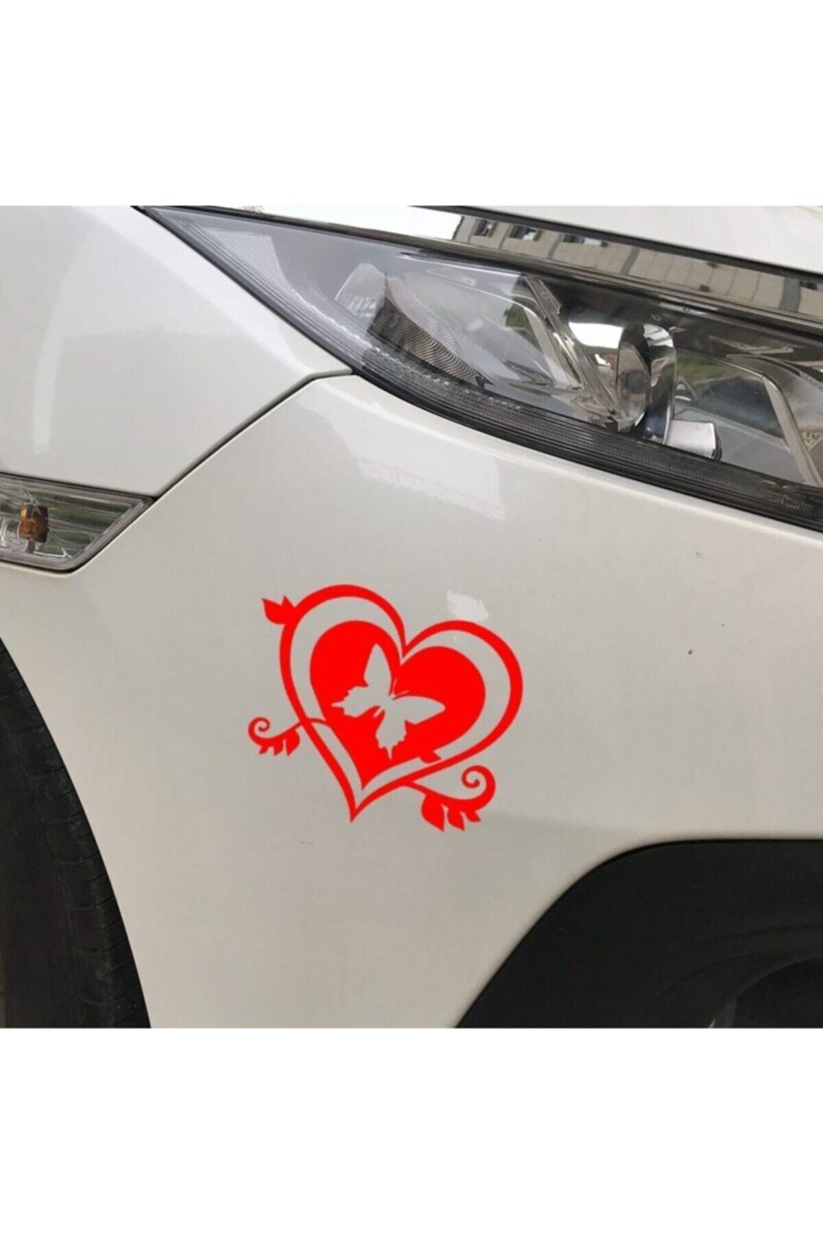 Kelebek Ve Kalp Tasarım Oto özel yeni sticker Kırmızı 15*15 Cm