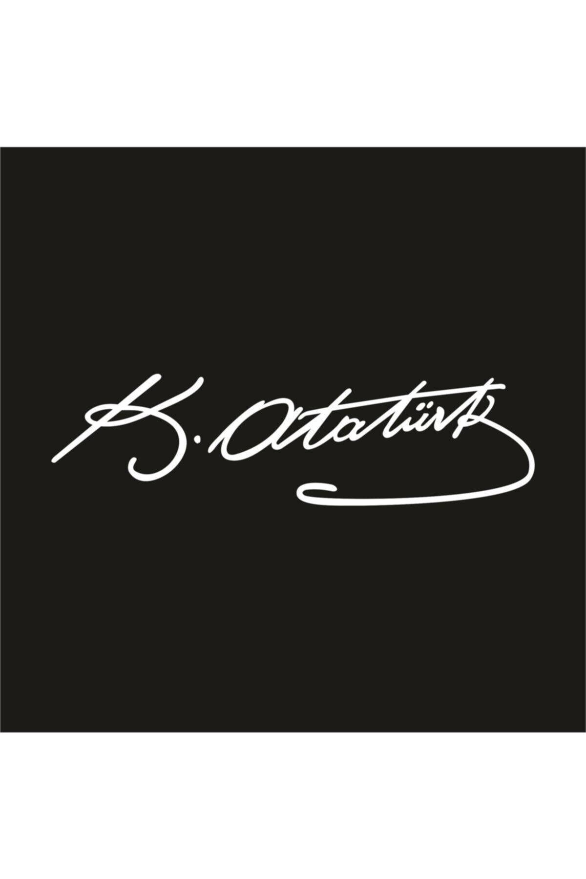 Kemal Atatürk Imzası Oto özel yeni sticker Beyaz 25*6,8 Cm