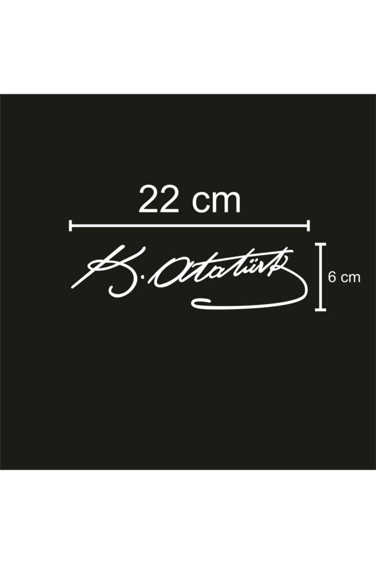 Kemal Atatürk Imzası Oto özel yeni sticker Beyaz 25*6,8 Cm